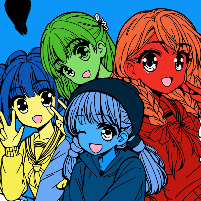 manga girl with friends