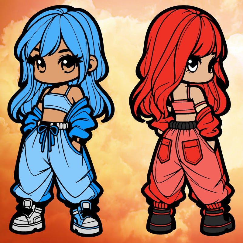 girl in crop top and baggy pants