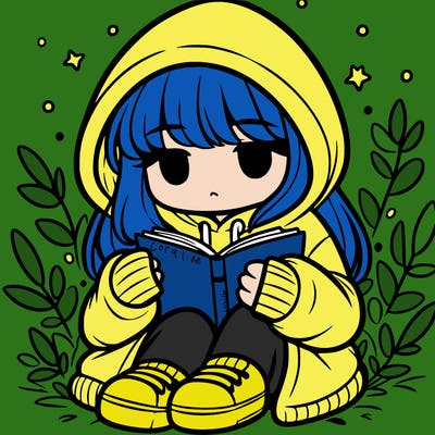 girl in oversized hoodie reading a book