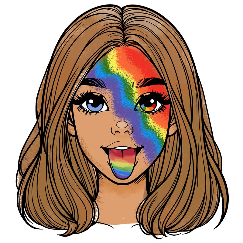 realistic girl with her tongue out