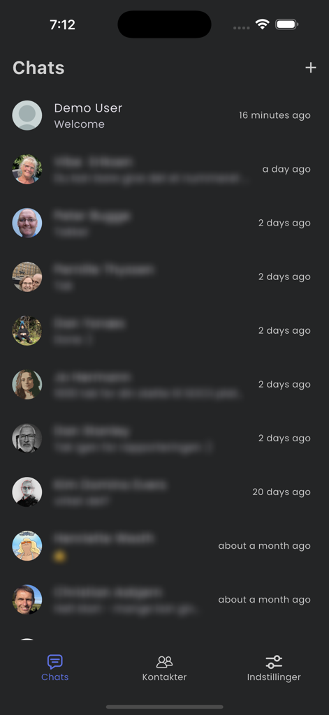 SOCii Messenger - SOCii Messenger chat interface showing a list of recent messages and contacts in dark mode
