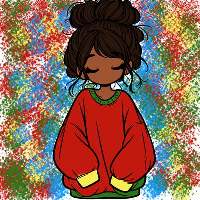 girl with baggy sweatshirt and messy bun