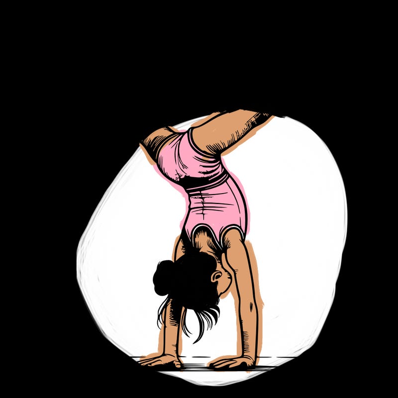 realistic gymnastic hand stand girl in four splits