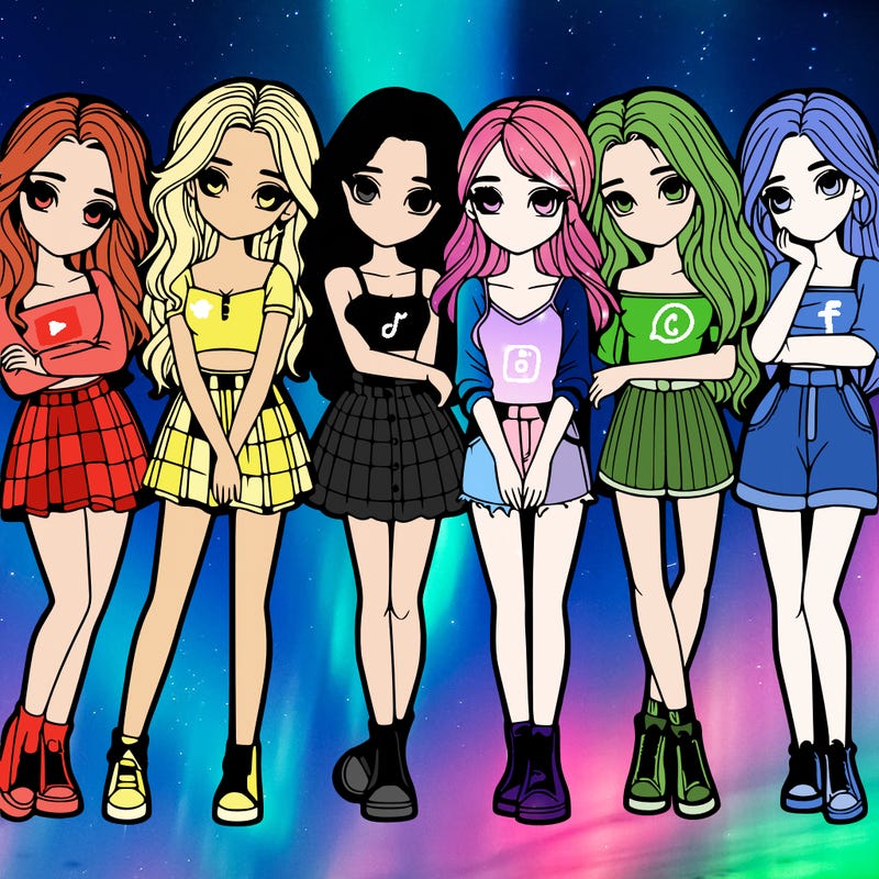 a group of girls realistic