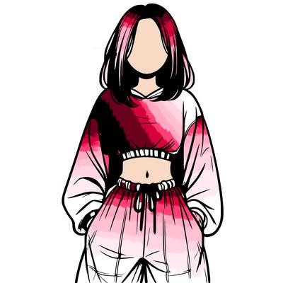 realistic girl faceless with baggy pants and a crop top
