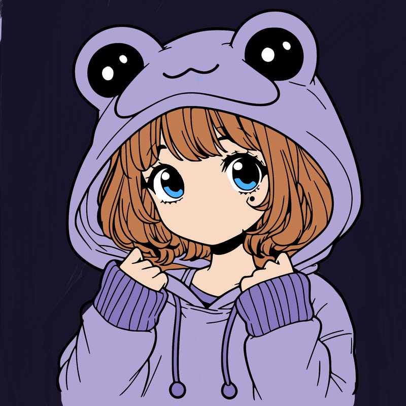 a cute teenage girl wearing a frog hoodie