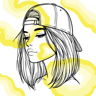 realistic  girl with a backwards hat