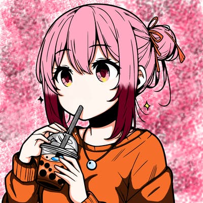 manga character drinking boba