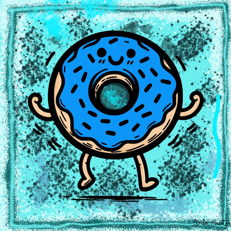 donut with stick legs and stick arms
