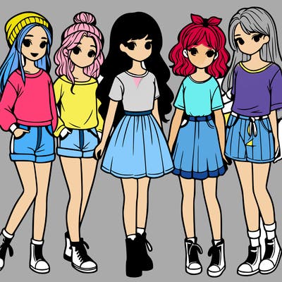 a group of five girls