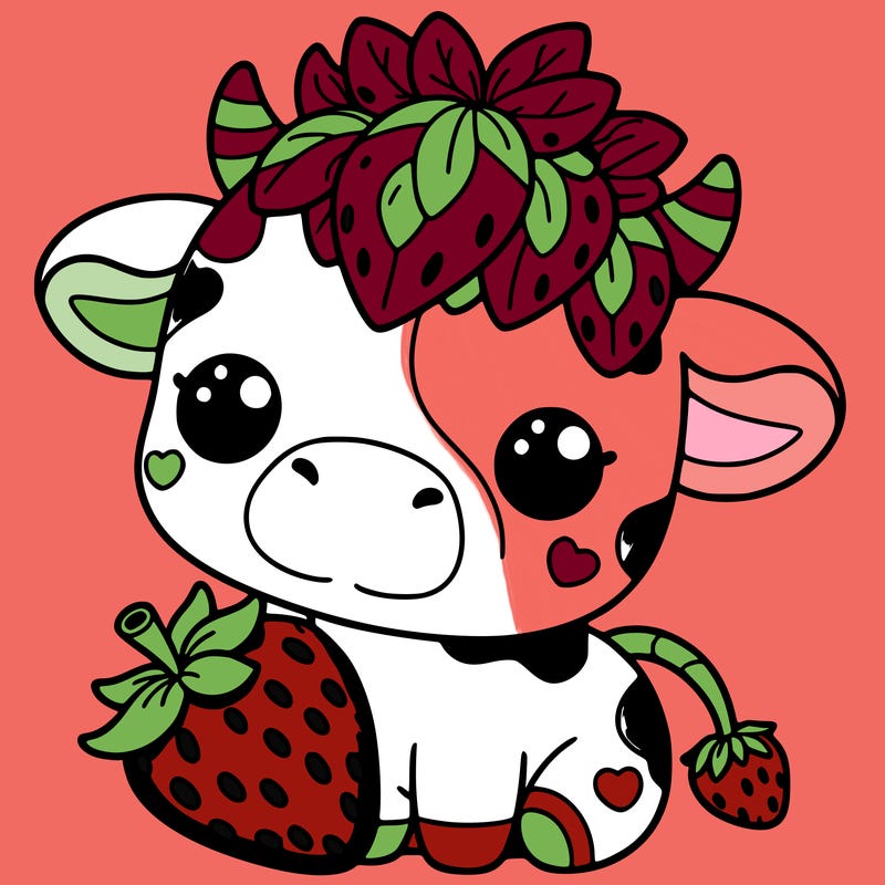 cute strawberry cow