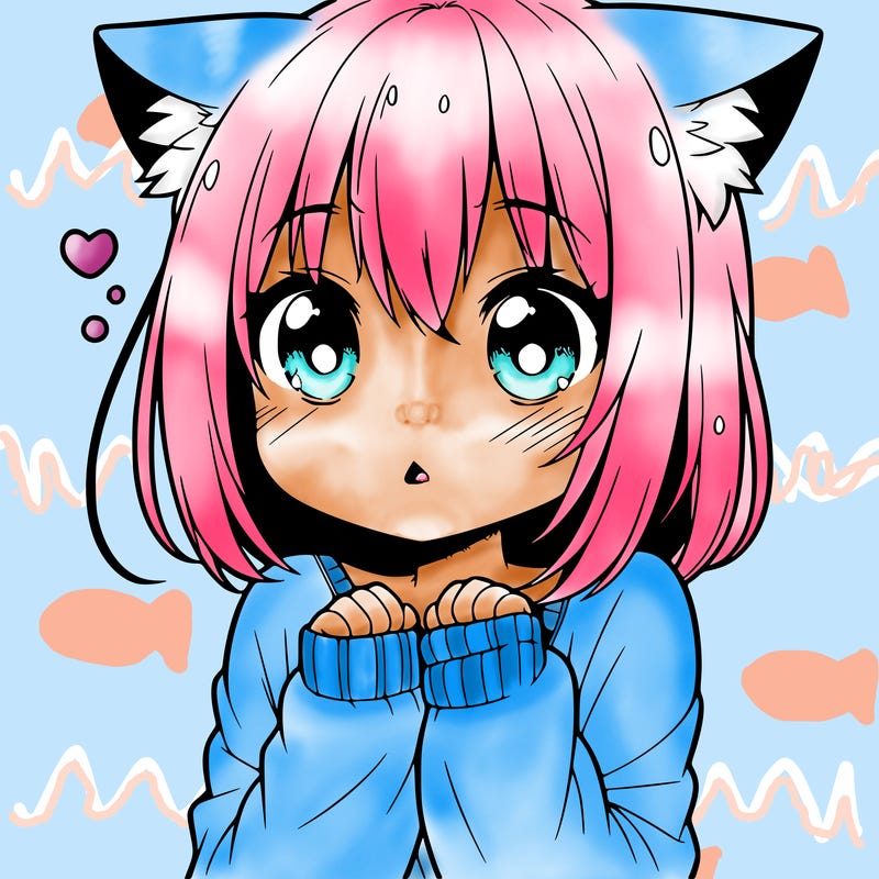 shy anime catgirl