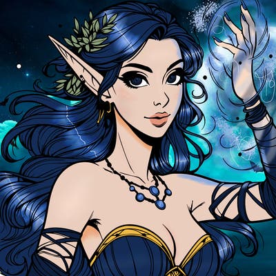 realistic elven woman glow magic wild chaos