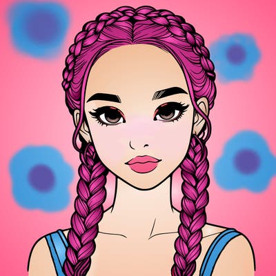 realistic girl with braids