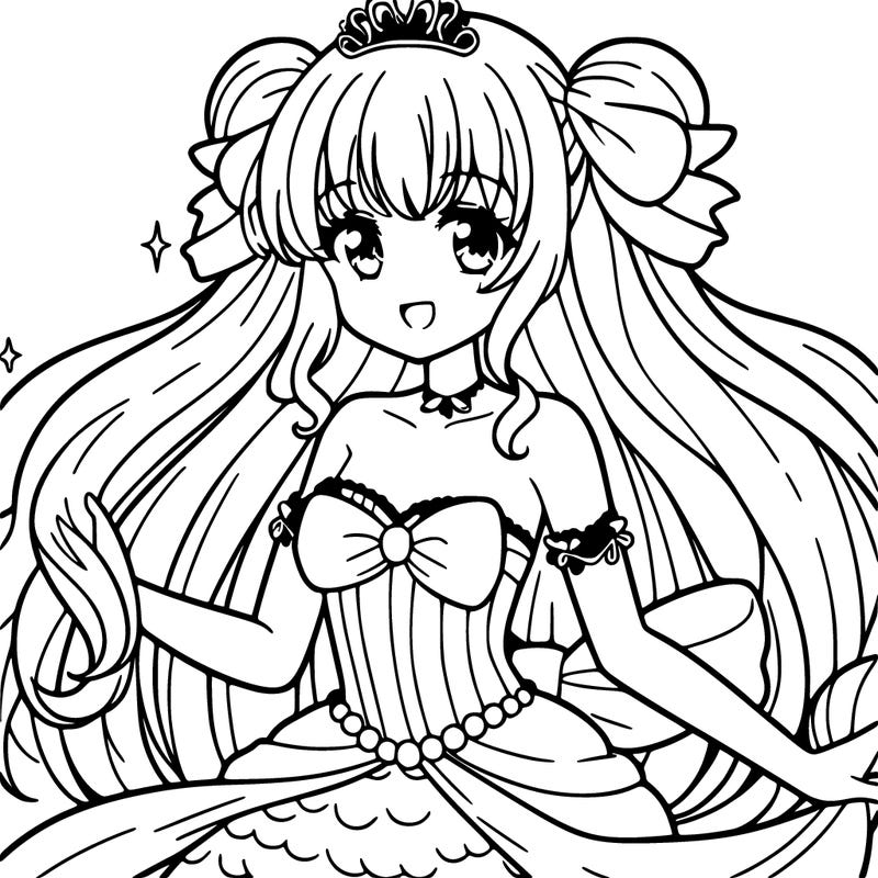 princess anime mermaid with bow