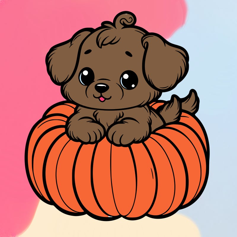 cute little puppy in a pumpkin