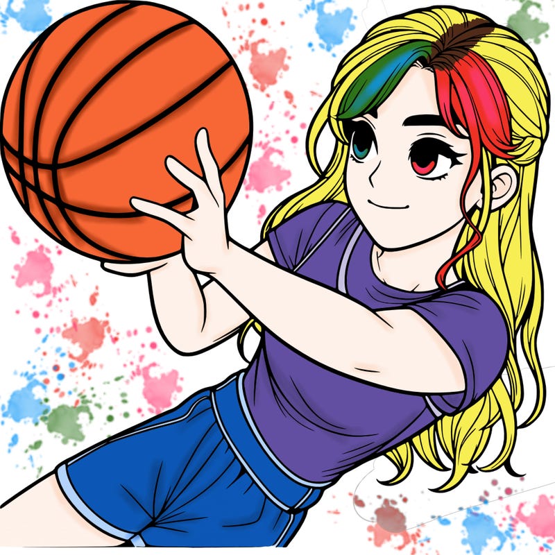 realistic girl playing basketball