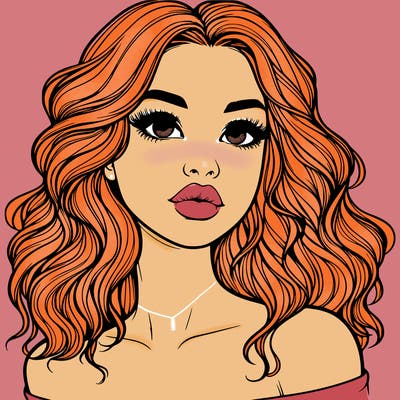 realistic girl with wavy hair and lips
