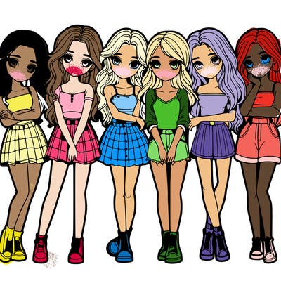 a group of girls realistic