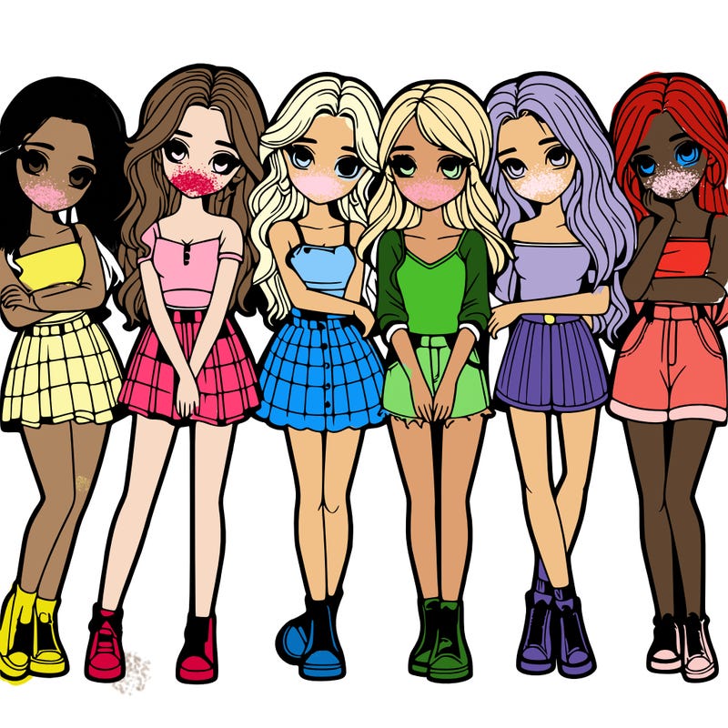 a group of girls realistic