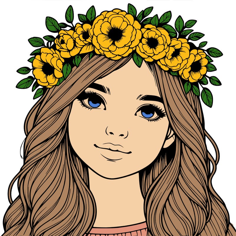 realistic girl with flower crown