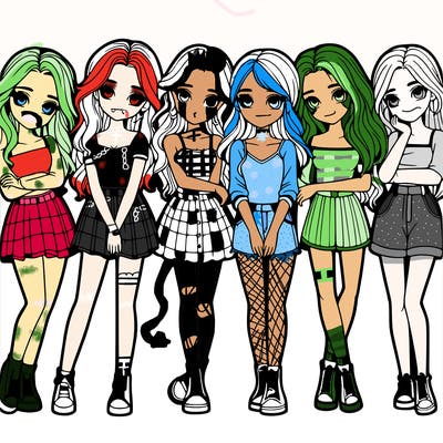 a group of girls realistic