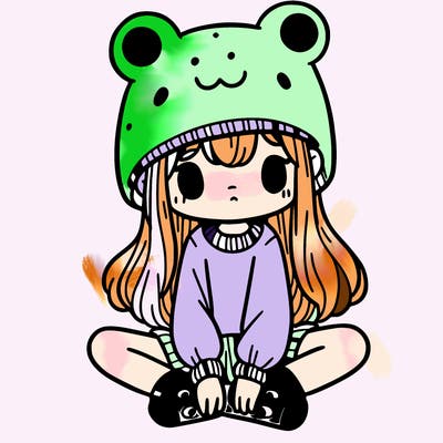 a girl wearing a frog hat and some frog socks