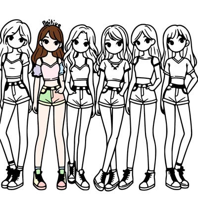 a group of girls wearing crop tops and shorts