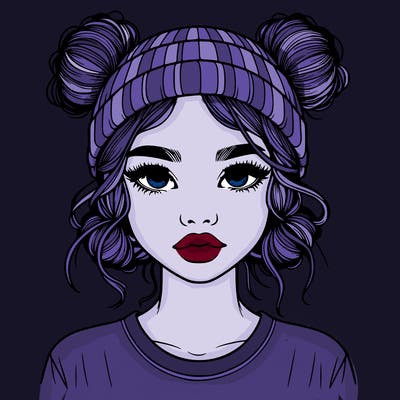 realistic girl with buns in her hair with a beanie on