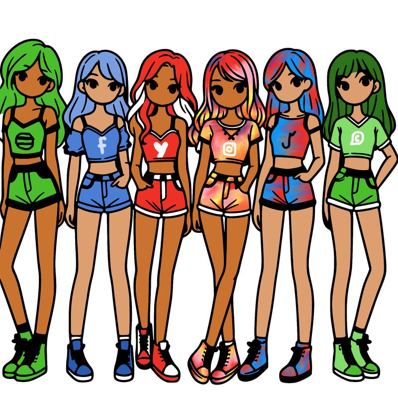 a group of girls wearing crop tops and shorts