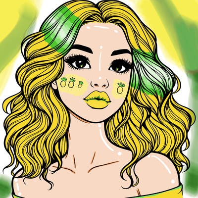 realistic girl with wavy hair and lips