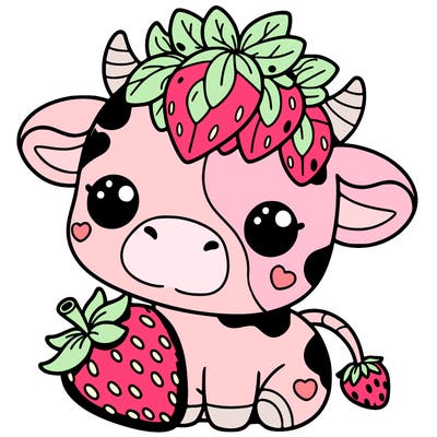 cute strawberry cow