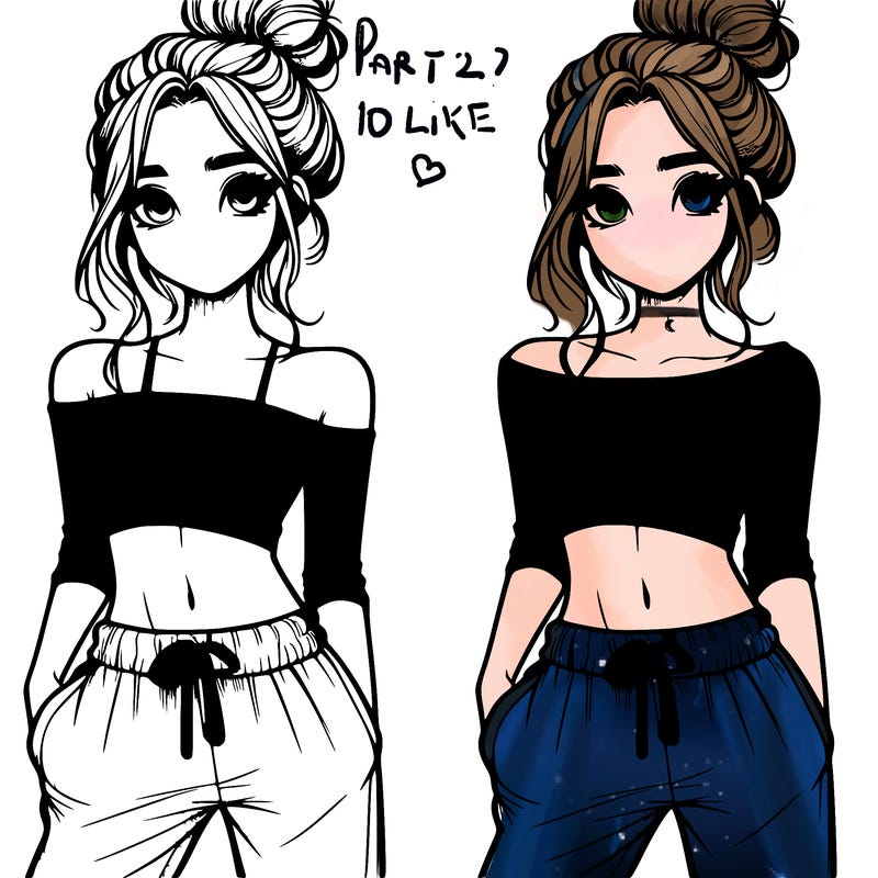 girl with croptop sweatpants hair in a bun realistic