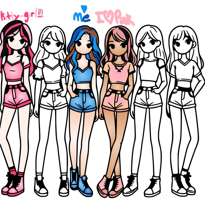 a group of girls wearing crop tops and shorts