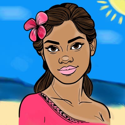 a realistic polynesian woman with a samoan pacific look and a taupou