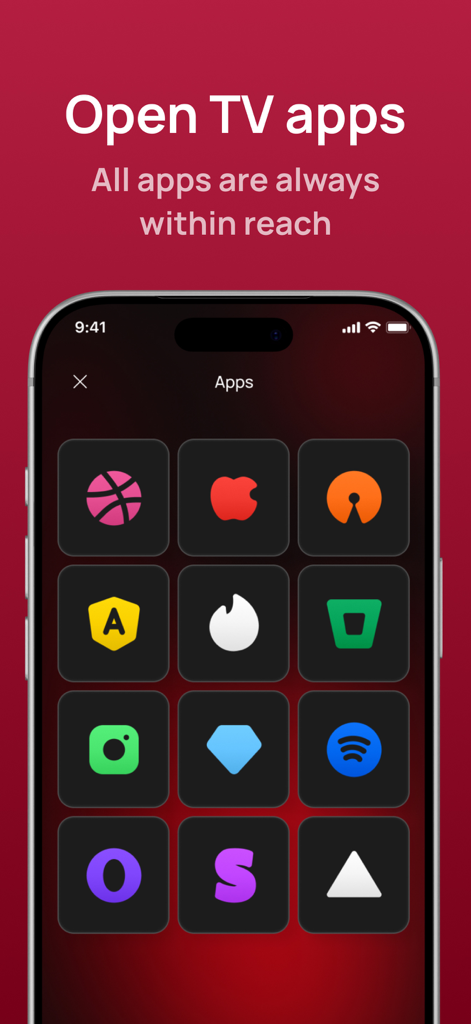 Smart Remote control for LG - Smart Remote control for LG app interface showing a grid of launchable TV apps on an iPhone
