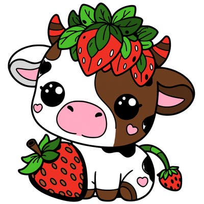 cute strawberry cow