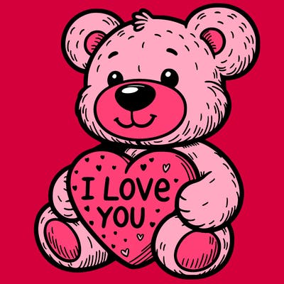 teddy bear holding an i love you heart