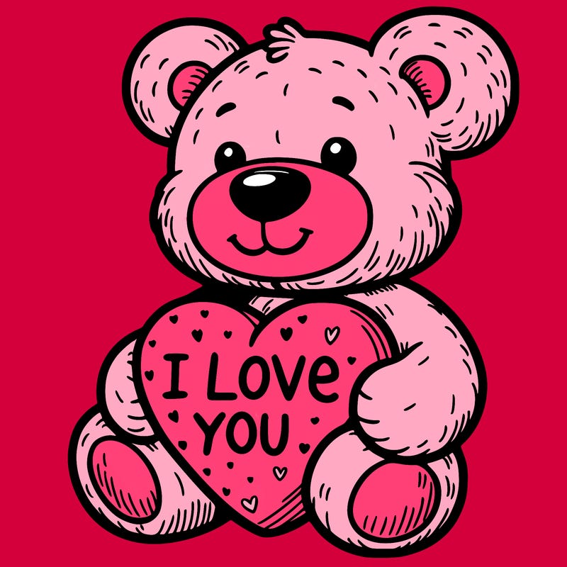 teddy bear holding an i love you heart