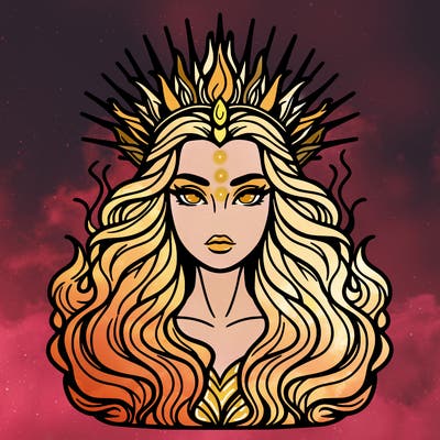 realistic beautiful queen of fire