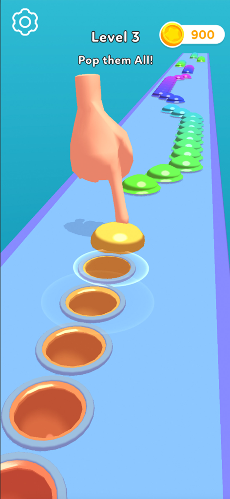 Fidget Trading 3D- Toy Collect - Une main 3D faisant éclater des jouets fidgets pop colorés sur une piste dans Fidget Trading 3D