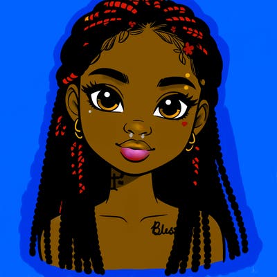 a realistic black girl with braids