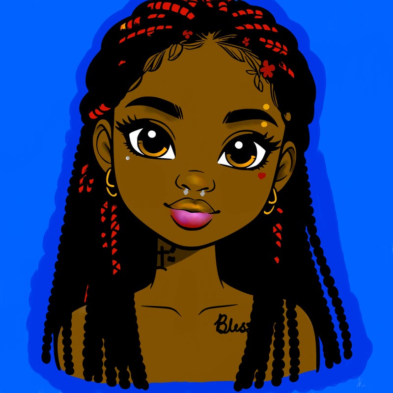 a realistic black girl with braids