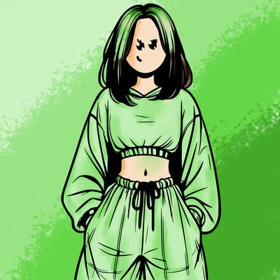 realistic girl faceless with baggy pants and a crop top