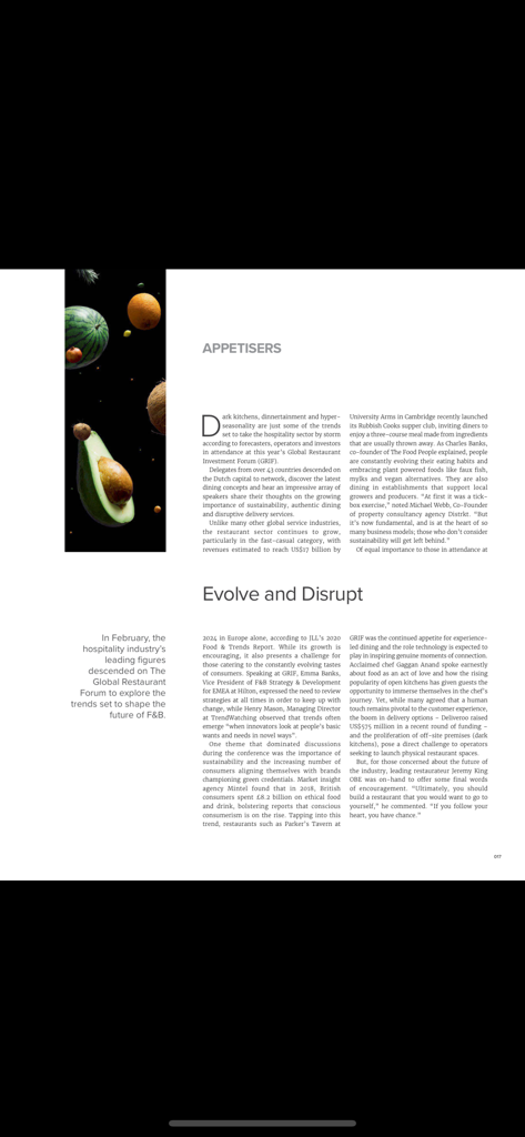 Supper Magazine - Digital article layout from Supper Magazine titled Appetisers featuring hospitality industry trends and artistic food photography