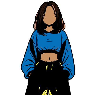realistic girl faceless with baggy pants and a crop top