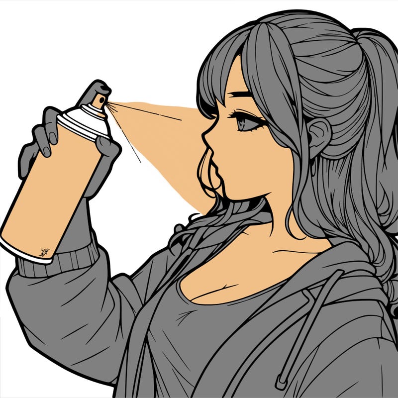 a realistic girl spray, painting