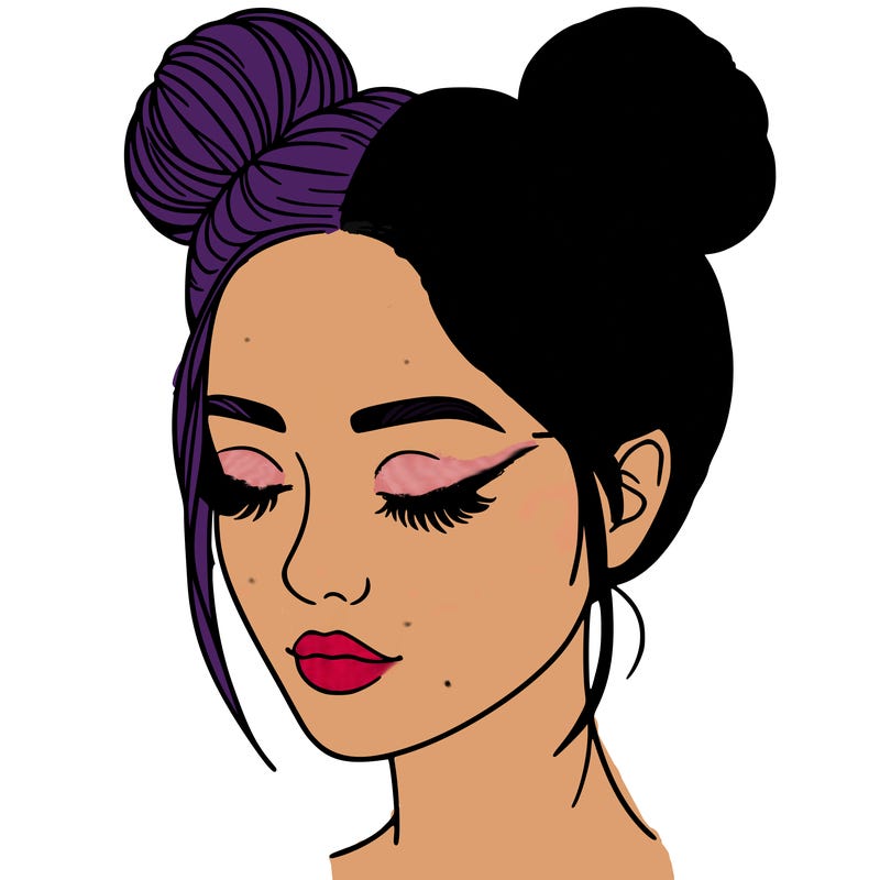 woman with hair buns