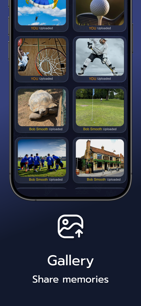 Invitem - Invitem mobile app gallery interface showing shared event photos