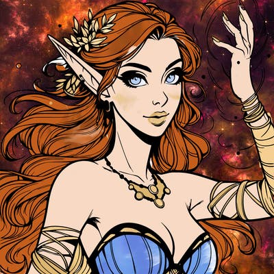 realistic elven woman glow magic wild chaos